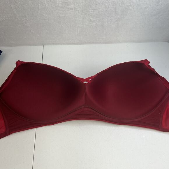Torrid 46DDD Bra Dream Wire Free Boost Push Up Padded Rhinestone Red Lace - Picture 10 of 16